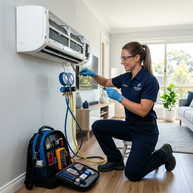 Professional Technician Repairing Air Conditioner
